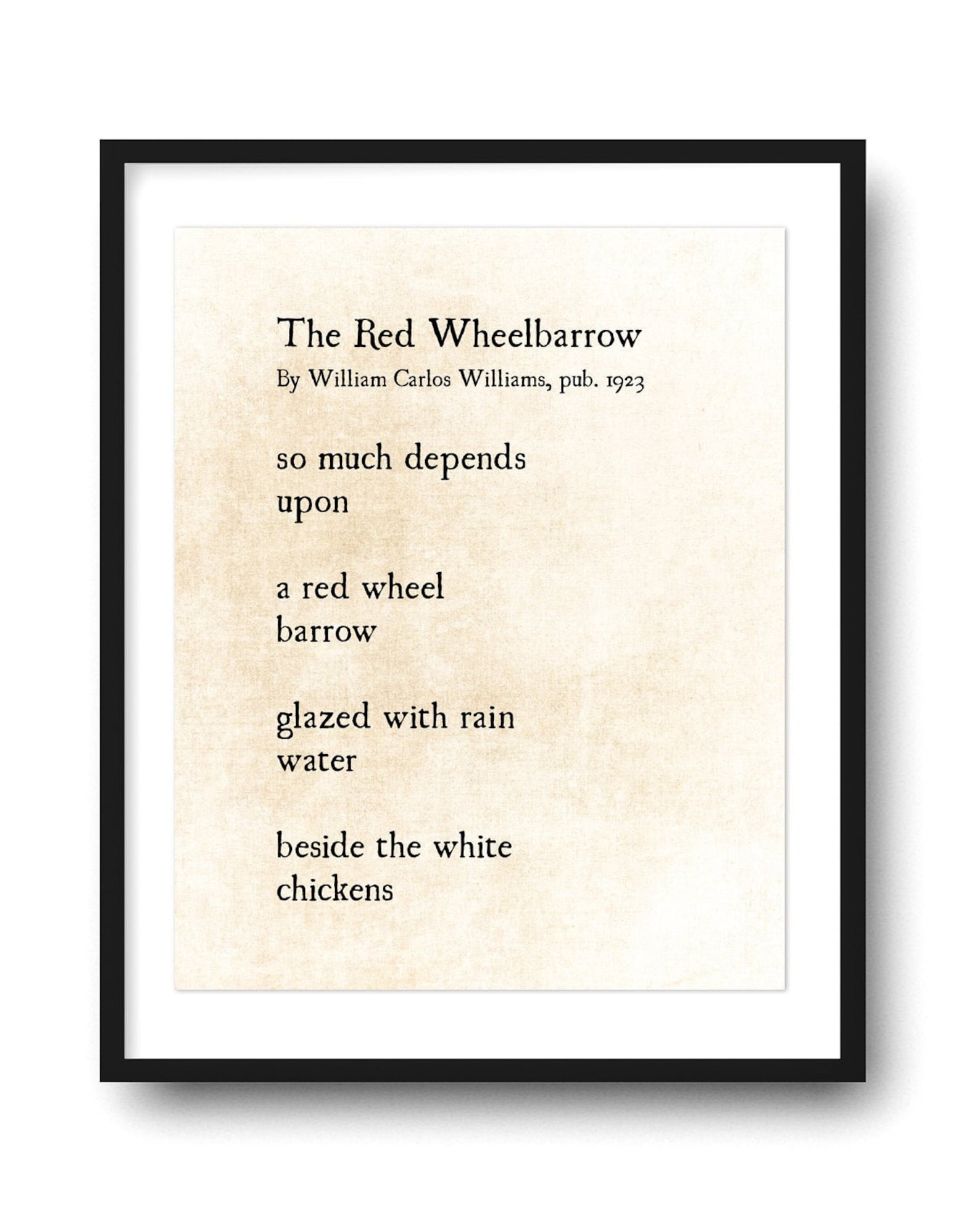 The Red Wheelbarrow William Carlos Williams Poetry Art Print Etsy