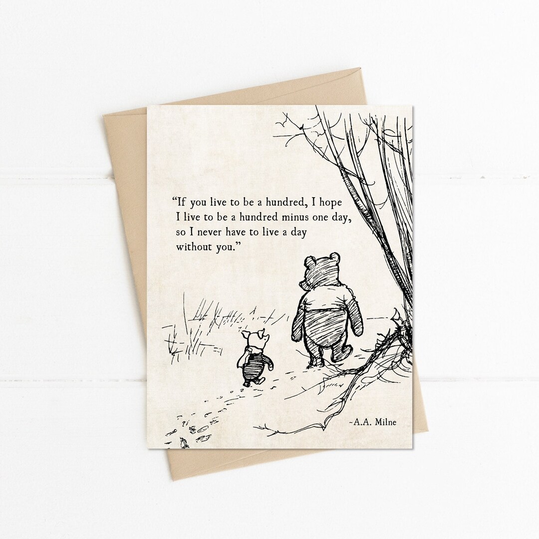 If You Live to Be a Hundred Winnie the Pooh Quote Blank Notecard, AA