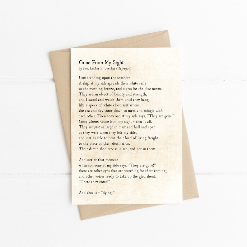 Gone From My Sight Rev. Luther Beecher Grief Poem What is - Etsy