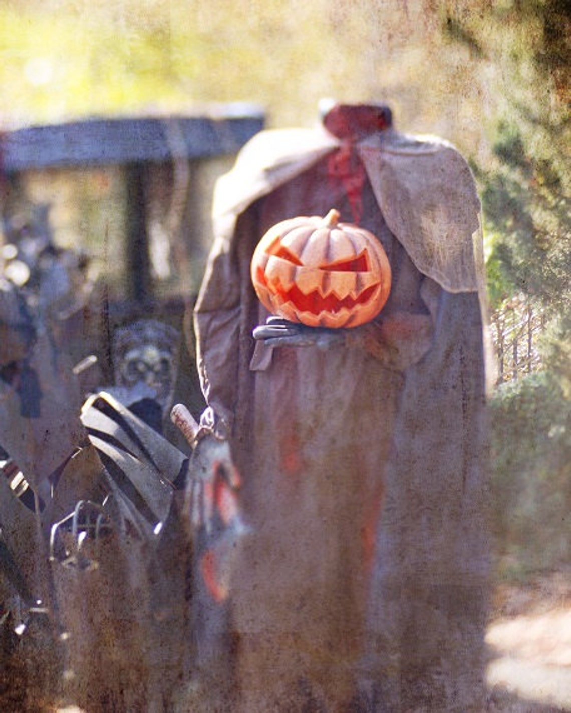 Halloween Headless Horseman Pumpkin Man Spooky Scary Dark Etsy