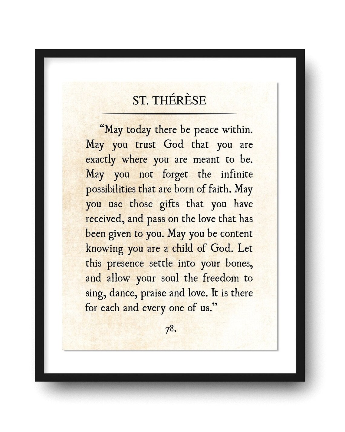 St. Therese Quote Print May Today There Be Peace Within Etsy