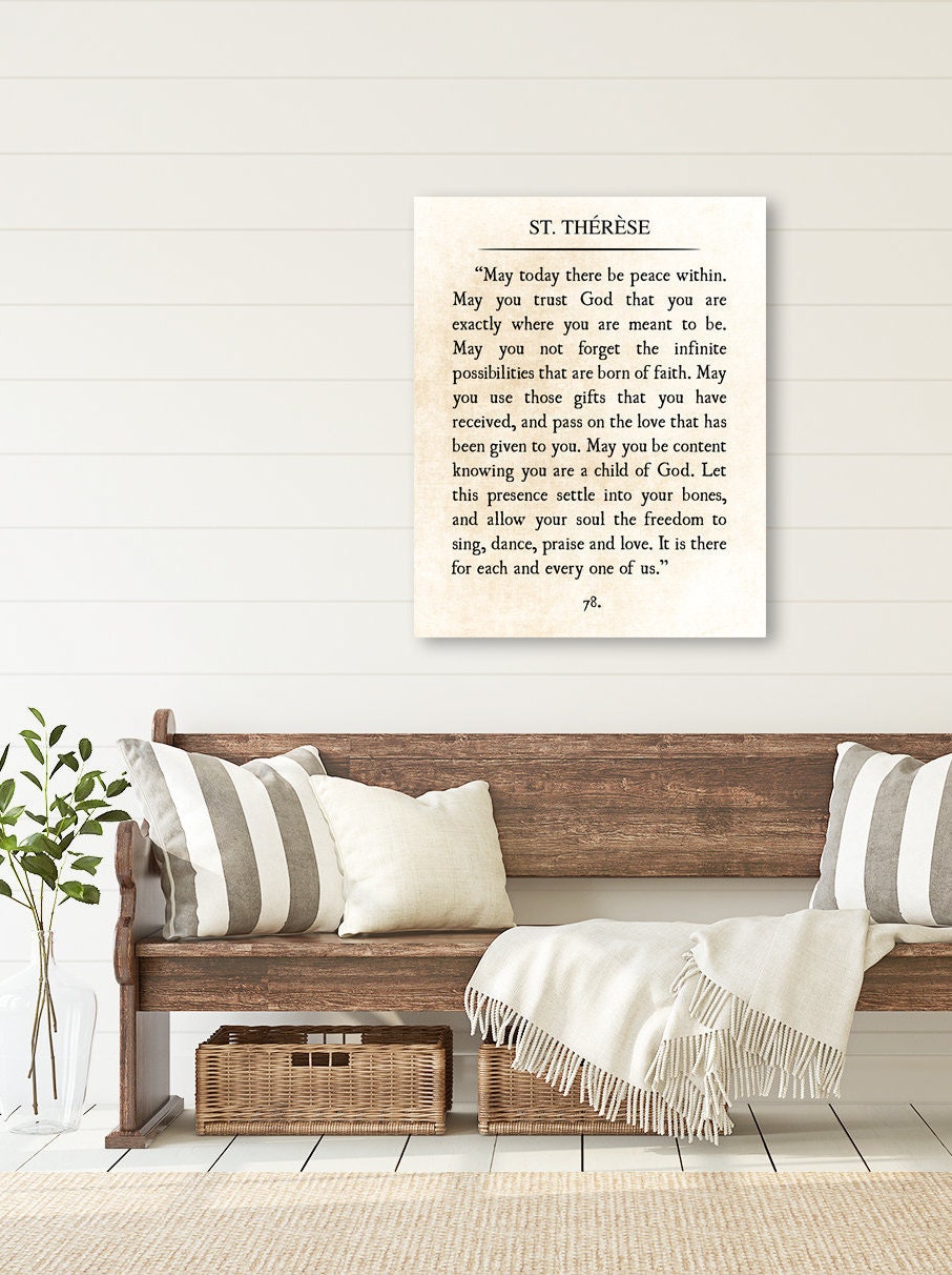 St. Therese Quote Print May Today There Be Peace Within Etsy