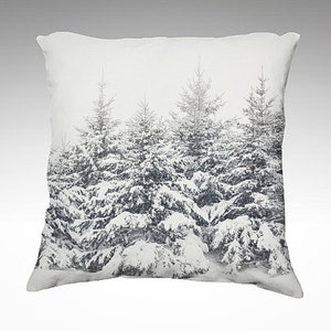 Winter Trees Pillow Cover, Velveteen Pillow, Beautiful Snowy Trees Pillow, Pine Trees, Snow, New England Snowstorm, Living Room Decor