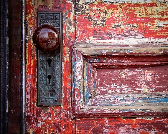 Red Door Doorknob Urban Decay Weathered Rustic Door Etsy