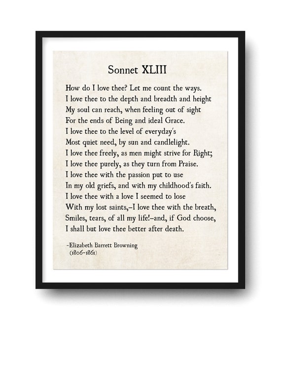 Elizabeth Barrett Browning How Do I Love Thee Sonnet 43 Etsy