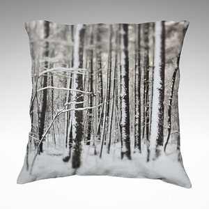 Winter Trees Pillow Cover, Velveteen Pillow, Beautiful Snowy Trees Pillow, Winter Forest, Snow, New England Snowstorm, Living Room Decor