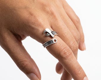 Anillo de llave inglesa para hombre, plata de ley 925, ajustable, anillo de mecánico, joyería de herramientas, regalo para esposo, joyería para estudiantes de ingeniería, anillo de plomería