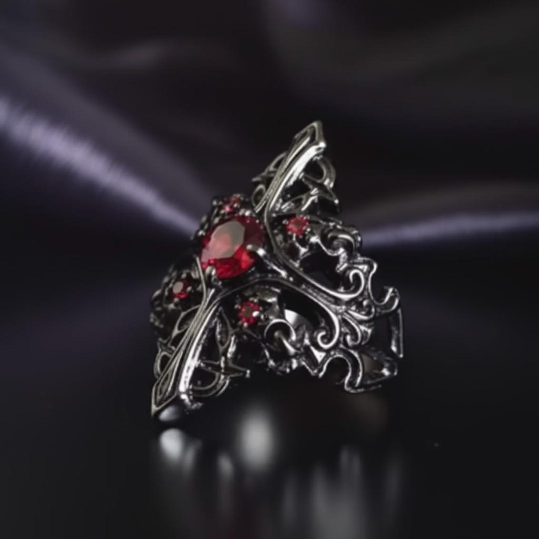 Gothic Vampire Ring Dark Academia Jewelry Occult Statement Ring Witchy ...