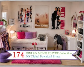 170+ Mini 1990s Movie Posters DIY Digital Download Printable PDF Dollhouse decor 1/6 and 1/12 scale