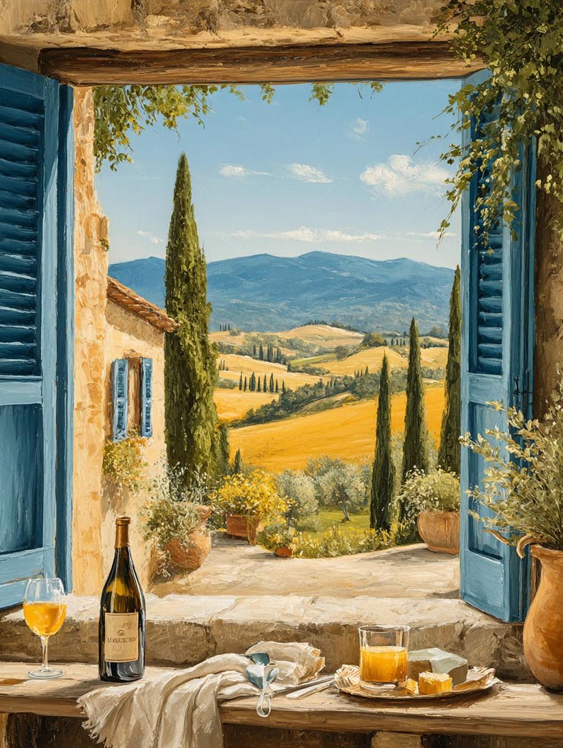 Tuscan Window View Tuscan Window View Wall Art, Tuscany Vineyard Landscape Print - Etsy