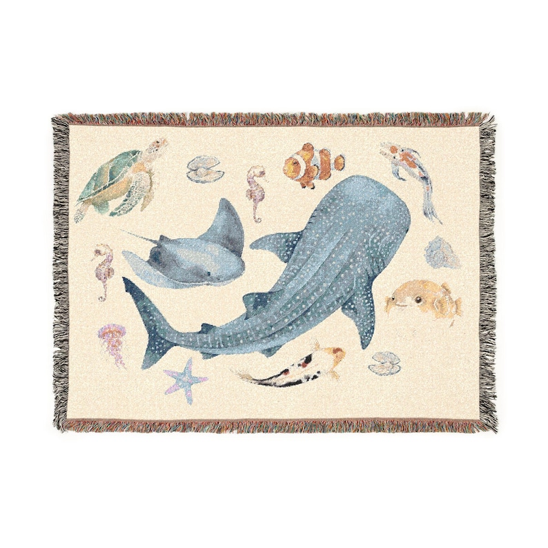 Under the Sea Baby Blanket Woven Gender Neutral Baby Blanket Marine ...