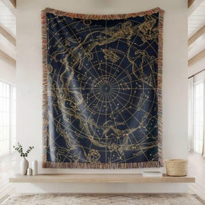 Art mural tapisserie étoile céleste, couverture de luxe, décoration de chambre à coucher étoile, décoration académique sombre, couverture de lecture confortable, couverture carte céleste