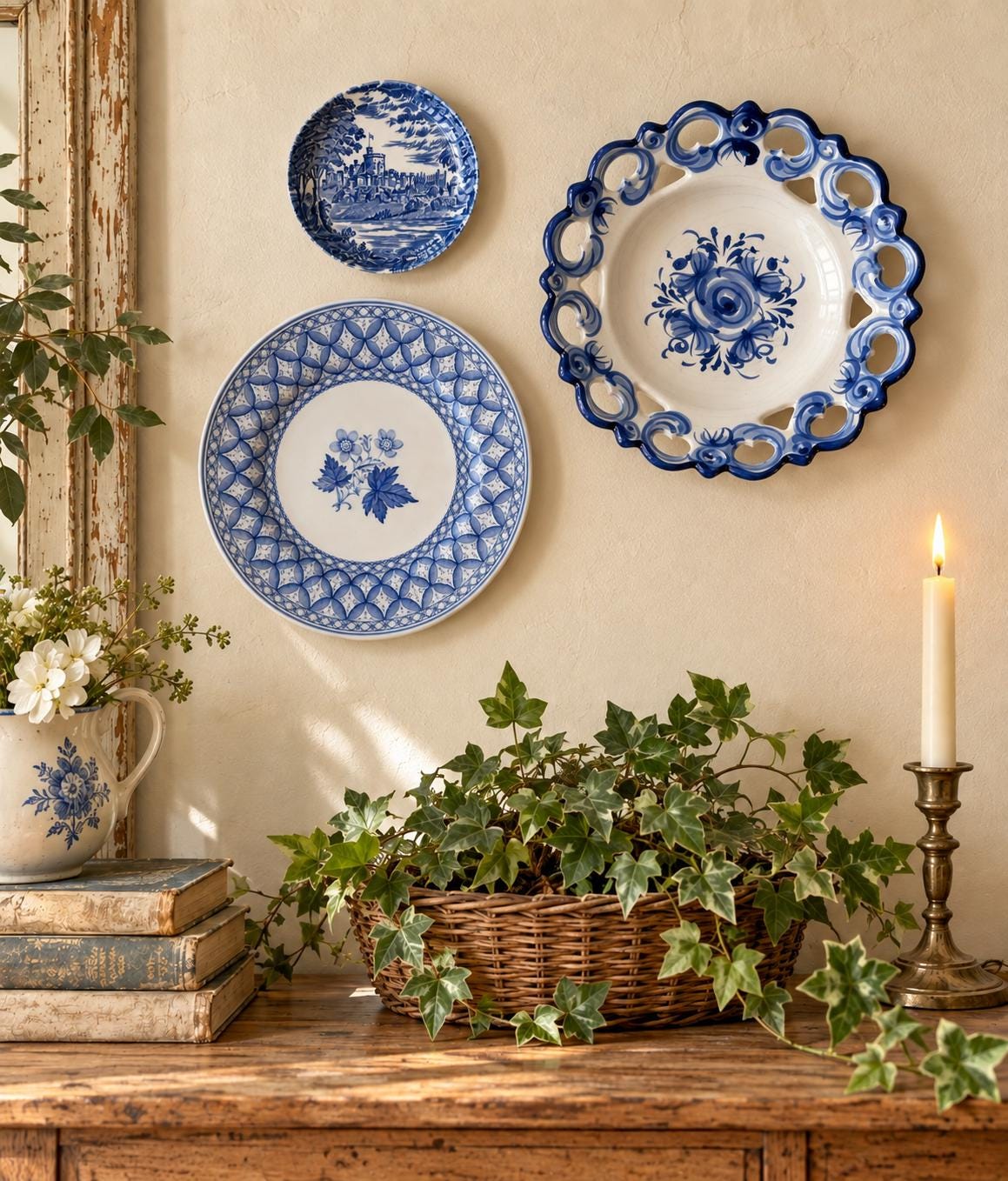French Blue Vintage Set Plates - Etsy