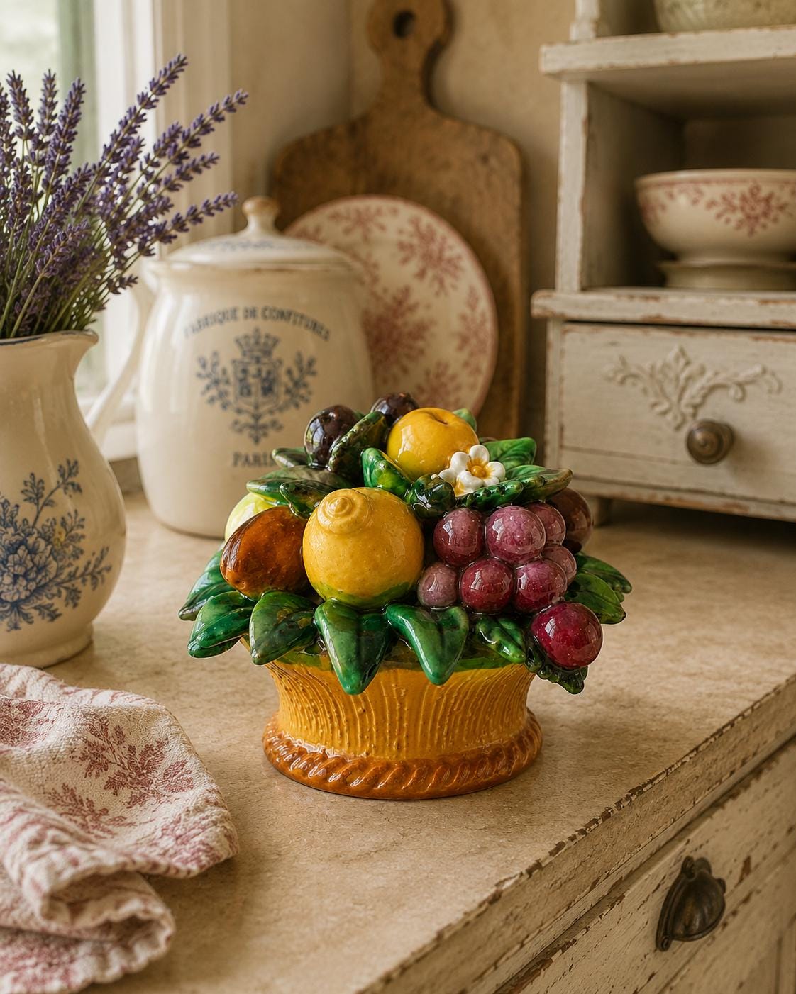 Vintage Ceramic Fruit Basket - Etsy