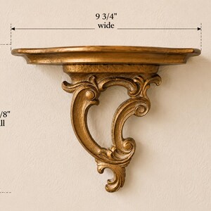 Vintage SyrocoWood Wall Shelf ~Hollywood Regency Gold Syroco Shelf ~ Rococo Style Wall Bracket French Country Display Shelf ~ USA Made image 2