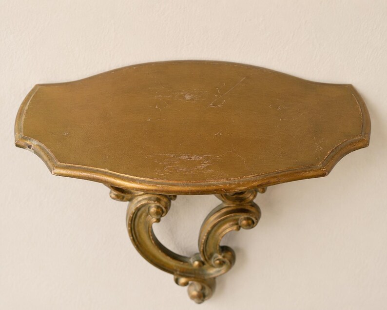 Vintage SyrocoWood Wall Shelf ~Hollywood Regency Gold Syroco Shelf ~ Rococo Style Wall Bracket French Country Display Shelf ~ USA Made image 5