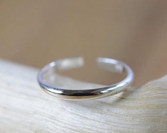 925 Sterling Silver Wide Toe Ring, Adjustable Minimalist Toe Ring, Plain Open Band Toe Ring, Handmade Beach Foot Jewelry, Gift for Women