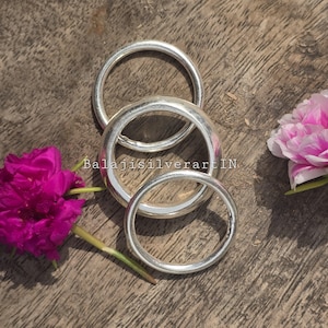 Set med 3 handgjorda kupolringar i sterlingsilver: Stapelbara bandringar