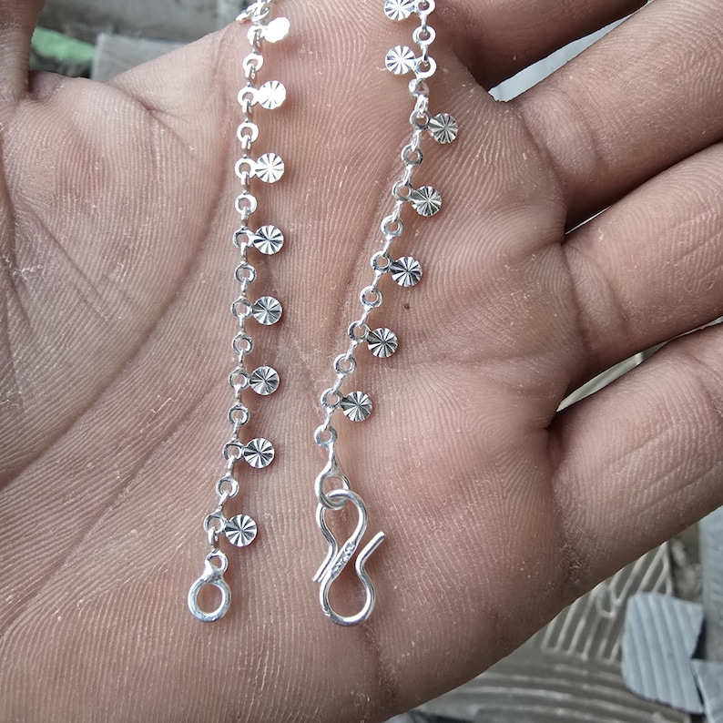 925 Sterling Silver Disc Anklet, Delicate Chain Bracelet, Minimalist Foot Jewelry, Gift for Her image 5