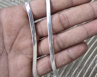 Sterling Silver Herringbone Bracelet/Anklet, 925 Italian Flat Snake Chain, Sleek & Elegant Jewelry