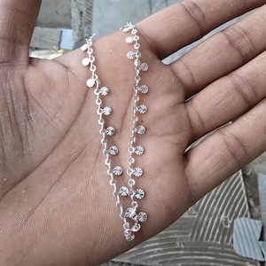 925 Sterling Silver Disc Anklet, Delicate Chain Bracelet, Minimalist Foot Jewelry, Gift for Her image 3