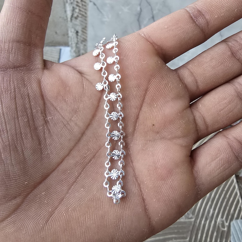 925 Sterling Silver Disc Anklet, Delicate Chain Bracelet, Minimalist Foot Jewelry, Gift for Her image 2