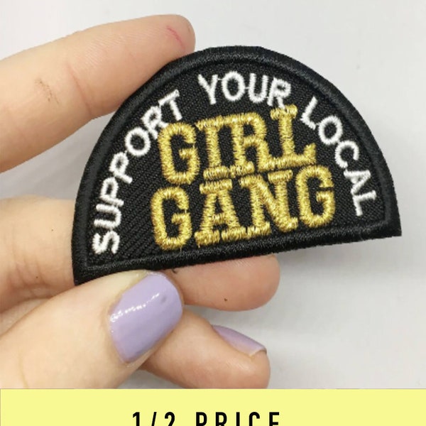 GIRL GANG embroidered iron on patch / feminist embroidery