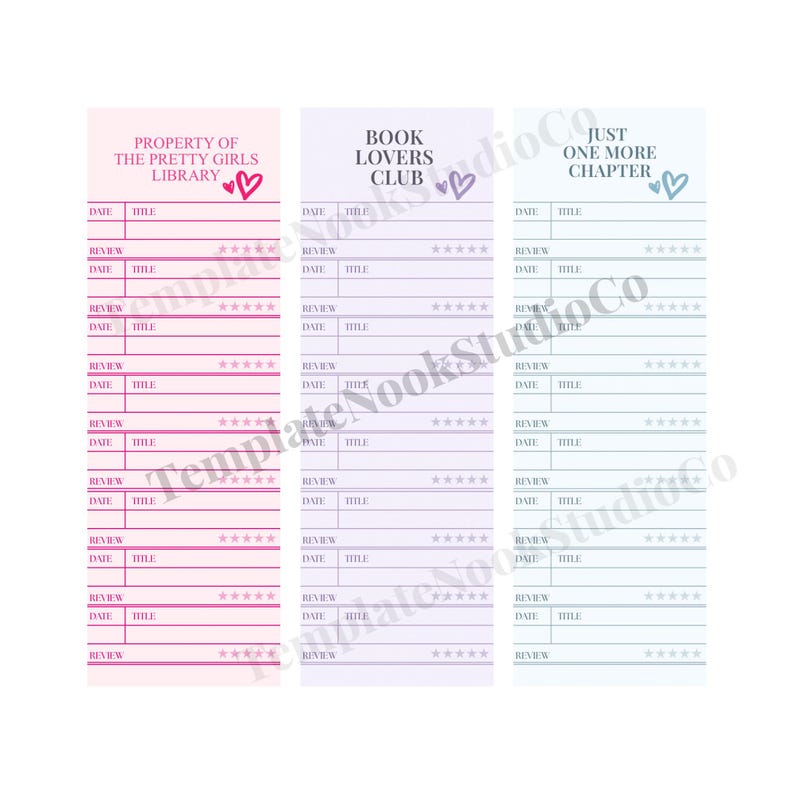 Printable Reading Tracker Bookmarks | Book Log (instant Download) - Etsy