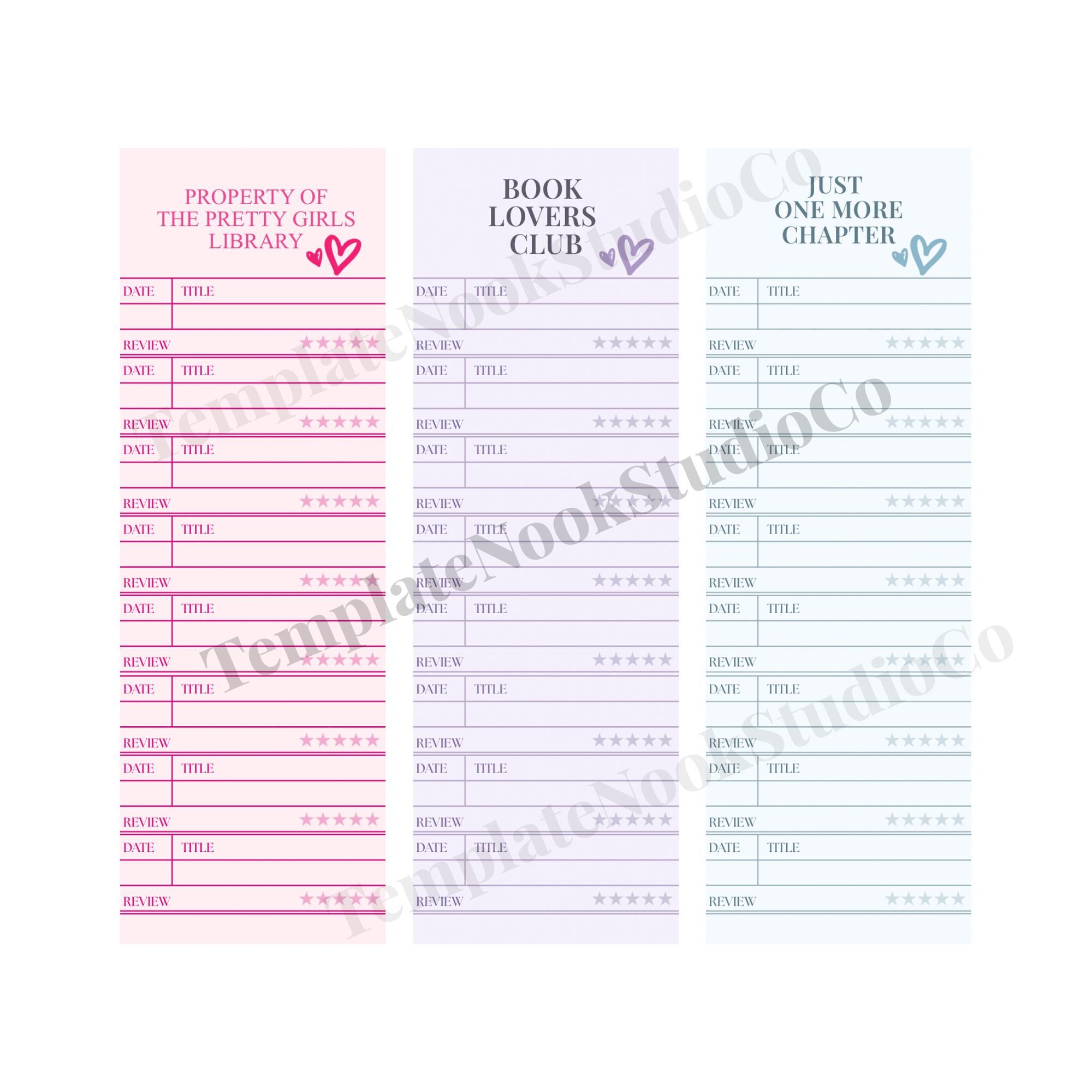 Printable Reading Tracker Bookmarks | Book Log (instant Download) - Etsy
