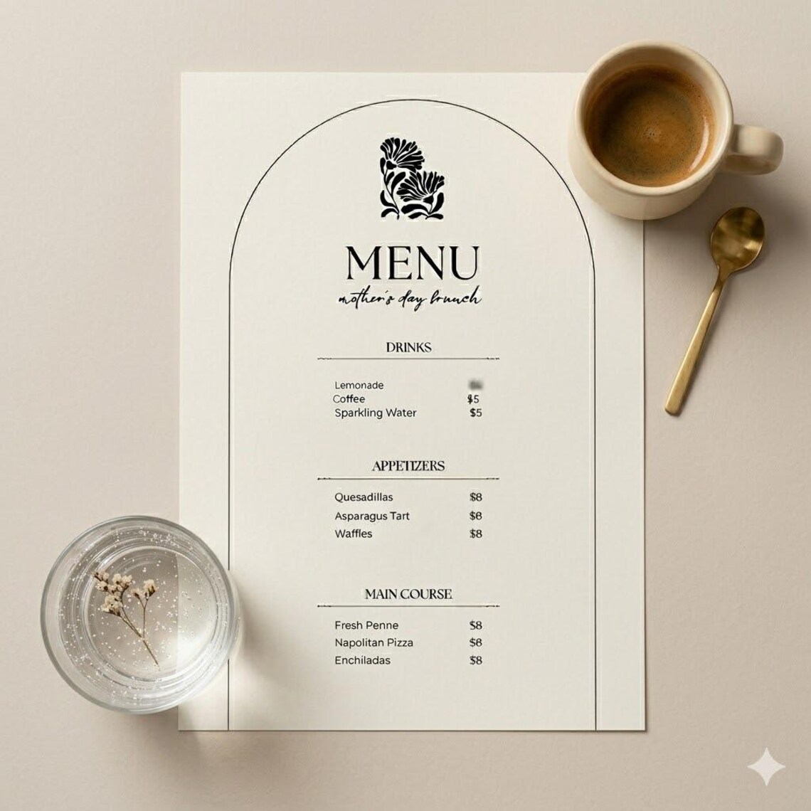 A6 Menu Template Canva Editable, Minimal Wedding Menu Card, Printable ...