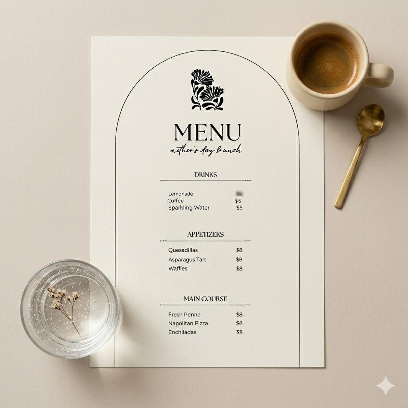 A6 Menu Template Canva Editable, Minimal Wedding Menu Card, Printable ...