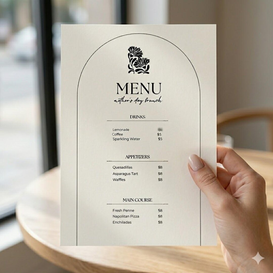 A6 Menu Rectangular A6 Menu Template - Printable, Editable Menu Card for Restaurants, Cafes ...