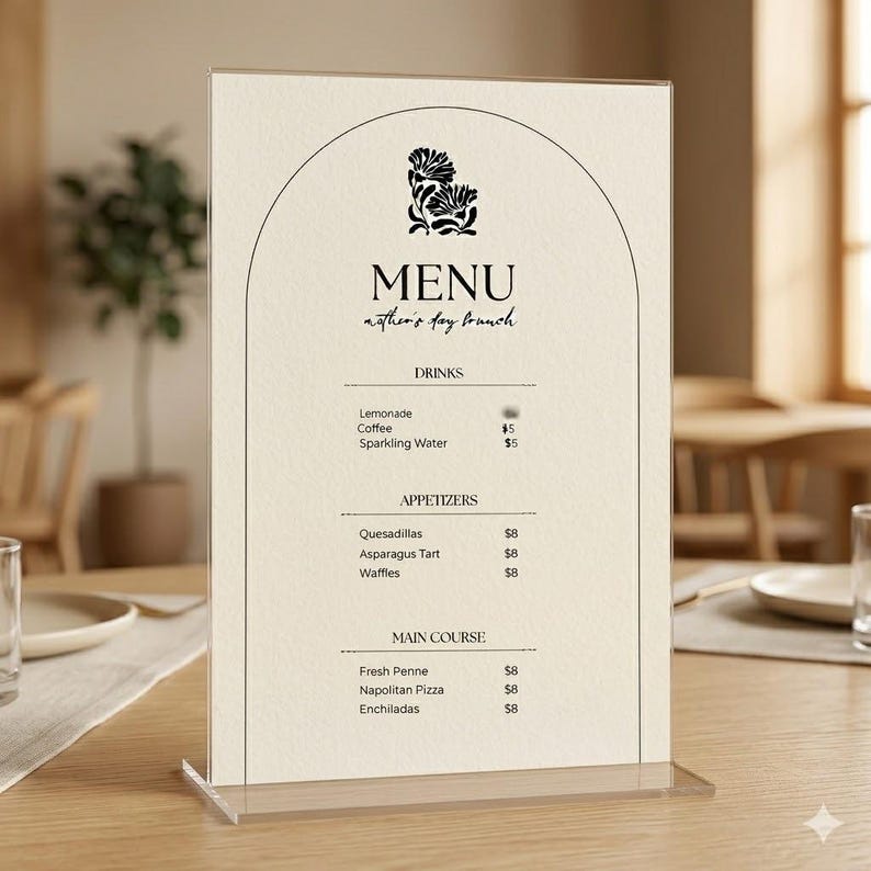 A6 Menu Template Canva Editable, Minimal Wedding Menu Card, Printable ...