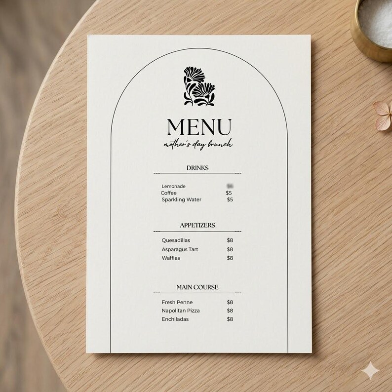 A6 Menu Restaurant and Wedding Template, Modern Minimalist Format ...