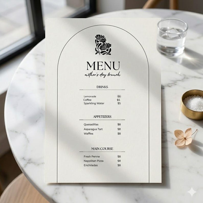 A6 Menu Template - Printable, Editable Menu Card for Restaurants, Cafes ...
