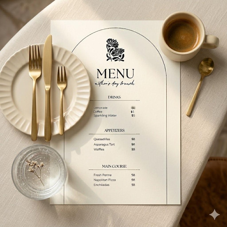 A6 Menu Template Canva Editable, Minimal Wedding Menu Card, Printable ...