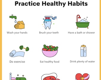 Kids Healthy Habits Chart, Daily Routine Visual Schedule (Digital Download)