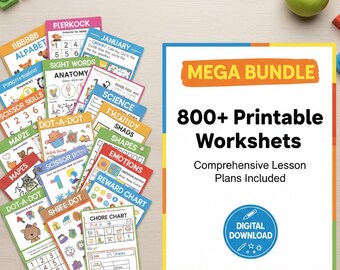 Voorschoolse lesprogramma | 800+ afdrukbare werkbladen en lesplannen (digitale download)