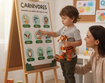 Educatieve poster carnivoren, montessori-dierenprint (digitale download)