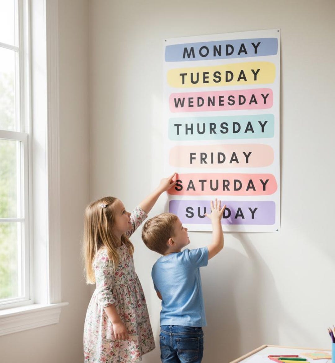 Days of the Week Poster, Colorful Kids Homeschool Decor (digital ...