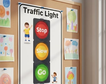 Traffic Light Safety Poster, Stop Slow Go, Nursery Decor (Digital Download)
