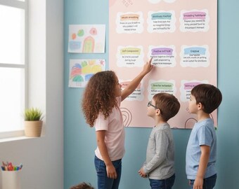 Poster kalmerende strategieën voor kinderen, emotionele regulatie, copingvaardigheden (digitale download)