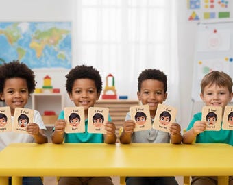 Emoties-flashcards voor kinderen, sociaal-emotioneel leren (digitale download)