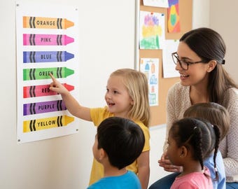 Crayon Colors Learning Poster, Montessori Classroom Decor (Digital Download)
