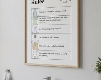 Poster badkamerregels voor kinderen, gids zindelijkheidstraining (digitale download, A4-pdf en png-bestand)