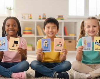 Actiewerkwoord Flashcards | Montessorionderwijs, dagelijkse activiteiten (pdf-download)