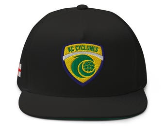 Embroidered Flat Bill Cap with Flag