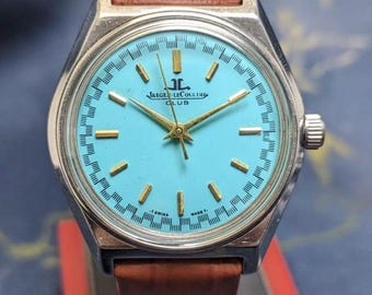 Vintage Jaeger-LeCoultre 17 Jewels Manual Winding Swiss Made Mens watch Blue Dial