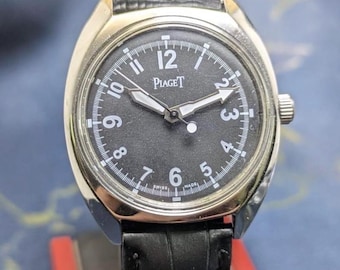 Vintage Piaget Genève Watch – Swiss Made Manual Winding Black Dial Dress Watch