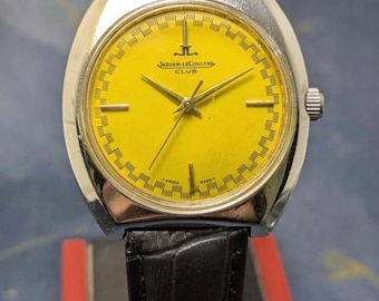 Vintage Jaeger-LeCoultre 17 Jewels Manual Winding Swiss Made Mens watch Yellow Dial